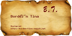 Bordán Tina névjegykártya